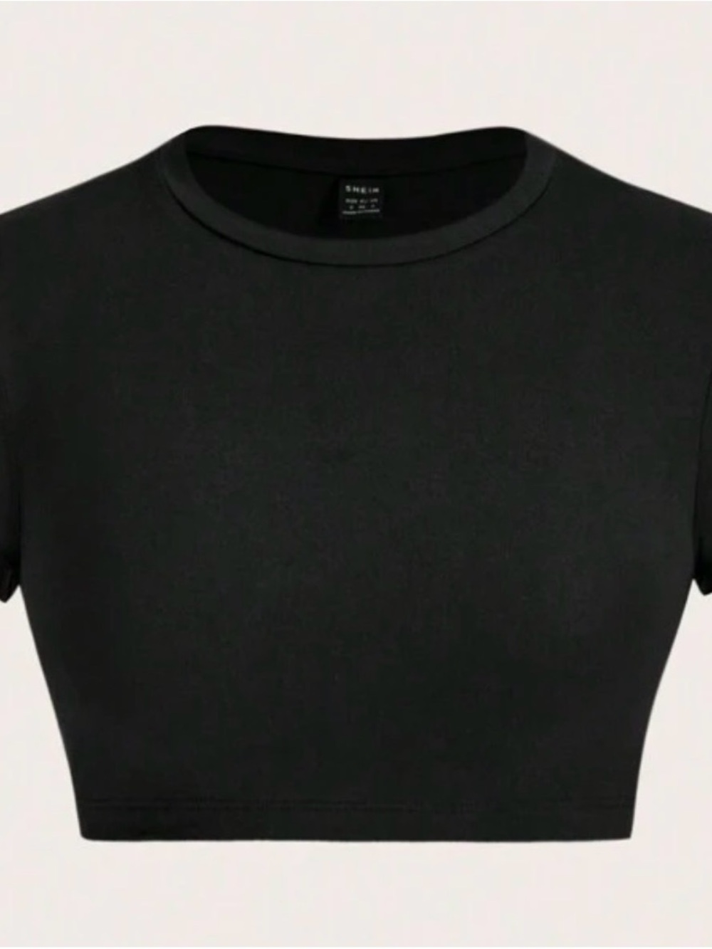 SHEIN Black Short Sleeve Crewneck Crop Top